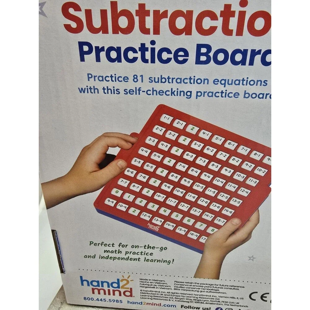 hand2mind Subtraction Practice Board Self Checking Math Learning Toy New Sealed